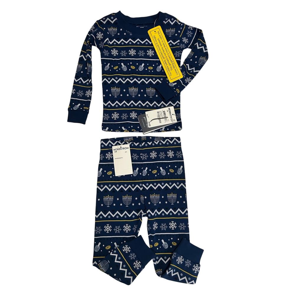 12 mos. "petit lem" brand, Hanukkah print 2-piece sleep set- NWTs